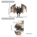 Detailed dimensions of 3D Halloween bat wall stickers with 12 pieces and blood splatter design - Scary Blood Splatter Bat Style (PY14101)