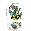 Sticker mural dinosaure skateur et texte Stay Crazy pour décoration de chambre - Pack de 2 pièces 30x60cm (M12050)