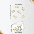 Size guide for gold plant wall stickers showing finished dimensions and 6 individual sheets - Gold Green Branches Dots Style (TJ18011) / 20x30cm/6Pcs Set