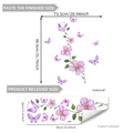 Stickers muraux fleurs violettes et papillons pour salon et chambre décoration - 30x90cm (1 Feuille)