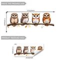 Detailed dimensions for watercolor owl and branch static cling window stickers - Four Owls on a Branch (D17534) / 30*60cm
