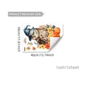 Creative owl and pumpkin window clings with floral autumn leaves for home decor - Wizard Hat Owl with Pumpkin (D19009) / 30*40cm