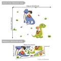 Cartoon dinosaur wall stickers with children, plants and butterflies for kids room decor - B16041 Style / 2 Sheets Set (30x90cm)