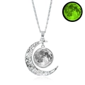 Leuchtende Mondsichel-Halskette mit realistischer Silberkugel und Glow-in-the-Dark-Effekt - Realistischer Mond-Stil (JY008729-2)