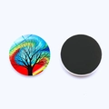 Colorful Tree of Life crystal glass fridge magnet showing front art and back magnet - Rainbow Background Black Dry Tree Style (JY008747-2)