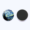 Round Starry Night crystal glass magnet showing front art and back soft magnetic side - Starry Night (JY008742-5)