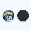 Round crystal glass fridge magnet featuring a colorful oil painting style Shih Tzu dog art - Shih Tzu Style (JY008743-3)