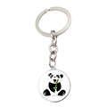 Schattige panda sleutelhanger met metalen ring en panda die groene bamboe eet in de zon - Jy008758-3