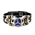Retro multi-layer leather bracelet with Star of David charm and vintage beads - Star Of David Blue White Pattern Style (JY008781-4)