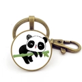 Simpatico portachiavi con panda e bambù in metallo bronzo vintage con gancio a moschettone - Stile Panda Bronzo 2 (JY008756-Bronzo 2)