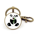 Portachiavi panda in bronzo antico con ciondolo panda carino che mangia bambù - Stile Panda Bronzo 3 (JY008756-Bronzo 3)