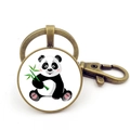 Portachiavi con ciondolo panda e bambù con finitura bronzo e chiusura a moschettone - Stile Panda Bronzo 4 (JY008756-Bronzo 4)