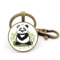 Portachiavi panda carino con motivo bambù e chiusura a moschettone in bronzo antico - Stile Panda Bronzo 5 (JY008756-Bronzo 5)