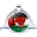 Collana con bandiera della Palestina con ciondolo a cupola in vetro I Heart Palestine - Stile Bandiera Cuore Sanguinante (JY008759-2)