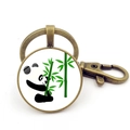 Portachiavi panda in bronzo antico con cupola in vetro e chiusura a moschettone - Stile Panda Bronzo 7 (JY008756-Bronzo 7)