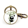 Portachiavi panda in bronzo vintage con moschettone e ciondolo tondo in vetro - Stile Panda Bronzo 12 (JY008756-Bronzo 12)