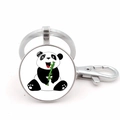 Portachiavi con ciondolo panda e bambù, anello argento e chiusura a moschettone - Stile Panda Argento 3 (JY008756-Argento 3)