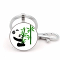 Simpatico portachiavi a forma di panda e bambù con chiusura a moschettone in argento - Stile Panda Argento 7 (JY008756-Argento 7)