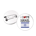 Ronde Israël vlag speldjes set met I Love Israel hart ontwerp en metalen achterkant - Zilver