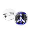 Metalen speldjes set met Israëlische vlag en vredessymbool in vintage stijl voor tassen - Zilver