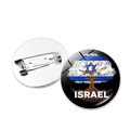 Badge drapeau Israël avec motif arbre de vie et épingle de sûreté en métal argenté - Arbre de Vie Style Israël (JY008776 Argent-8) / Argent