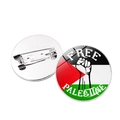 Distintivo rotondo bandiera Palestina con pugno chiuso e spilla in metallo sul retro - Stile Pugno Free Palestine (JY008763银-1) / Argento