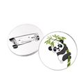 Runder Panda-Anstecker mit Cartoon-Panda auf Bambus und silberner Metallnadel auf der Rückseite - Silber-Panda Klettert Auf Bambus (JY008751银-1)