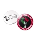 Set di due spille della Palestina con logo a pugno e chiusura di sicurezza in metallo - Stile Slogan End Apartheid (JY008763银-3) / Argento