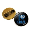 Insigne rond drapeau Israël avec design cœur I Love Israel et revers en métal - Bronze