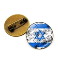 Broche drapeau Israël vintage, finition vieillie et épingle de sûreté en bronze - Style de Drapeau d'Art Rétro (Cuivre JY008776-12) / Bronze