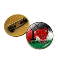 Palestine flag heart pin with red heart and glass finish on a bronze metal base - I Love Palestine Heart Design (JY008763 Copper-2)