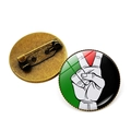 Palestine flag badge featuring a peace V-sign gesture with a secure safety pin back - Victory Gesture Style (JY008763 Copper-11)