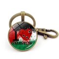 Antique bronze Palestine flag keychain with bloody heart charm and lobster clasp - Heart I Love Palestine Style (Copper 2)