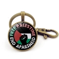 Bronze Palestine flag keychain with Free Palestine fist and lobster clasp pendant - Fist Silhouette Free Palestine & End Apartheid Style (Copper 4)