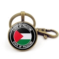 Porte-clés drapeau de la Palestine avec pendentif bronze et texte State of Palestine - Style Circulaire État de Palestine (Bronze 6)
