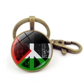 Porte-clés vintage en bronze drapeau Palestine avec pendentif symbole de paix créatif - Style Signe de Paix Couleurs Palestine (Bronze 7)