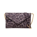Fashionable leopard print envelope crossbody bag with gold chain strap for women - Light Gray