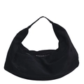 Borsa hobo minimalista nera in pelle scamosciata con grande capacità e chiusura a zip - Nero