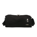 Minimalistische schwarze Nylon-Umhängetasche in Zylinderform mit verstellbarem Gurt - Schwarz
