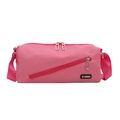 Sac cylindrique rose en nylon imperméable avec compartiment spacieux et étiquette mode - Rose rosé