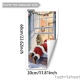 Weihnachtsmann Fensteraufkleber PVC Wandtattoo mit festlichen Weihnachtsdekorationen - Fenster spähender Weihnachtsmann (B20079) / 30*60cm