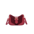 Deep red vintage crescent underarm bag with gold buckle and adjustable strap - Red