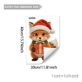 Detail of Christmas fox wall sticker with red gift box and Santa hat 30x40cm - Fox Holding Gift Style (M20164) / 30*40cm