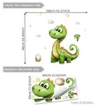 Stickers muraux dinosaure vert avec étoiles et palmiers pour décoration de chambre - Ensemble Dinosaure Dessin Animé (30x60cm x 2pcs)