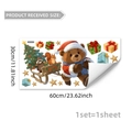 Detailed size specifications for Christmas animal wall stickers with cute hand-drawn patterns - Bear Pulling Animal Sleigh Style (M20166)