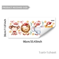 Detailed sheet showing cute Christmas animals wall stickers with 30x90cm dimensions - Jungle Animals Christmas Party Style (M20167)