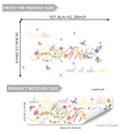 Adesivo murale floreale con farfalle e testo 'Bless this HOME' per decoro pareti - Stile M15517