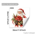Dettaglio adesivo da parete natalizio 30x30cm con Babbo Natale e stella di Natale - Stile Babbo Natale con Fiori (M20143) / 30x30cm