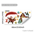 Dettaglio dimensioni adesivo natalizio 60x30cm con Babbo Natale e pacchi regalo - Stile Babbo Natale Paracadute e Casa (M20145) / 30x60cm