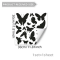 Detailansicht der 30x30cm schwarzen Schmetterling Fensteraufkleber mit Größenangaben - Schmetterling Silhouette Stil (D15013) / 30x30cm/1 Blatt